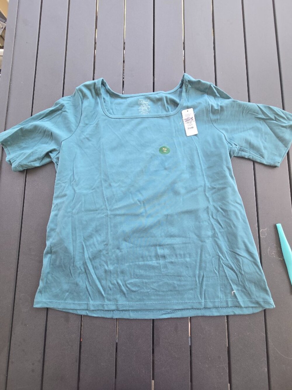 L.L. Bean Women’s Plus 1X Blue Supima Cotton Jersey Crew Neck T-Shirt NWT